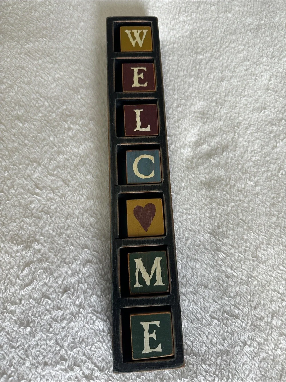 WELCOME Block Sign Wooden Shelf Sitter - Multicolor